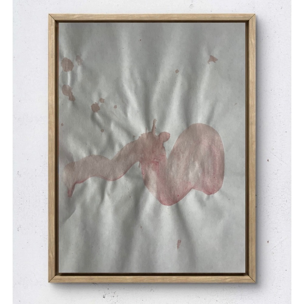 Original Abstract Watercolor Painting Red Neutral Minimalist Art on Paper 8.5x11